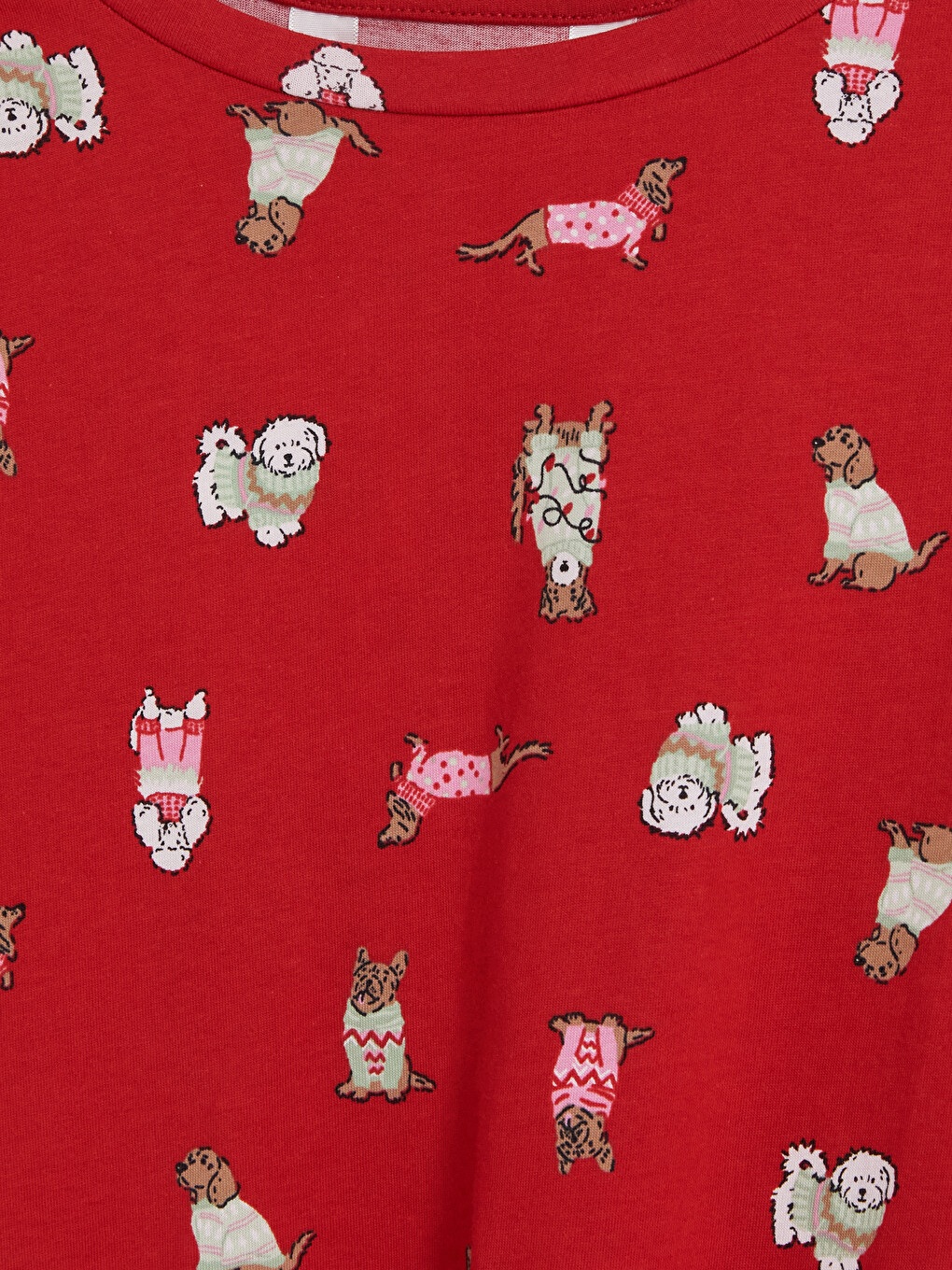 Kırmızı Baskılı Kadın Pijama Takımı-6
