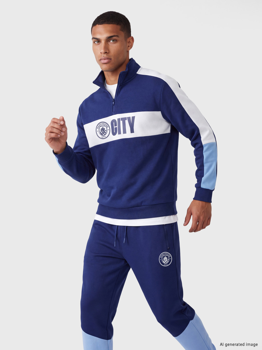 Lacivert Manchester City Baskılı Erkek Sweatshirt