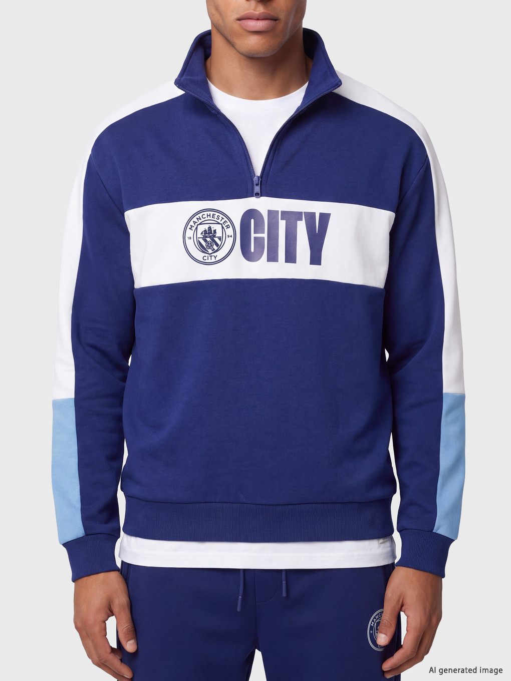 Lacivert Manchester City Baskılı Erkek Sweatshirt-2
