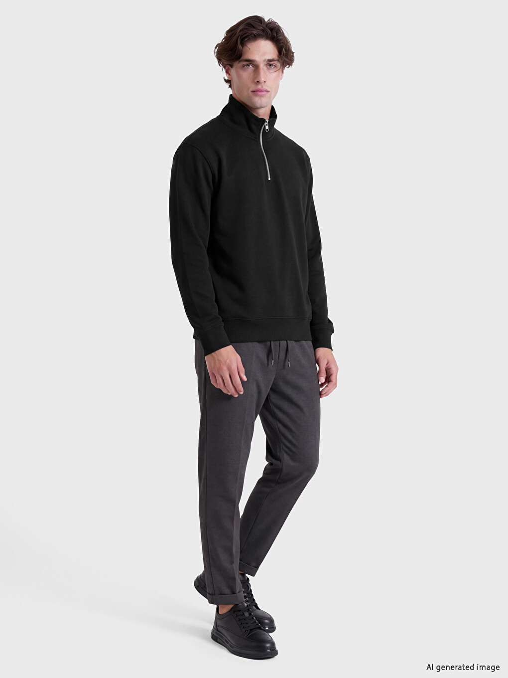 Mock-neck Herren Dickes Sweatshirt-1