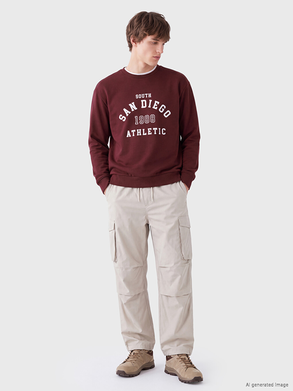 Crew Neck Men's Thick Sweatshirt-1