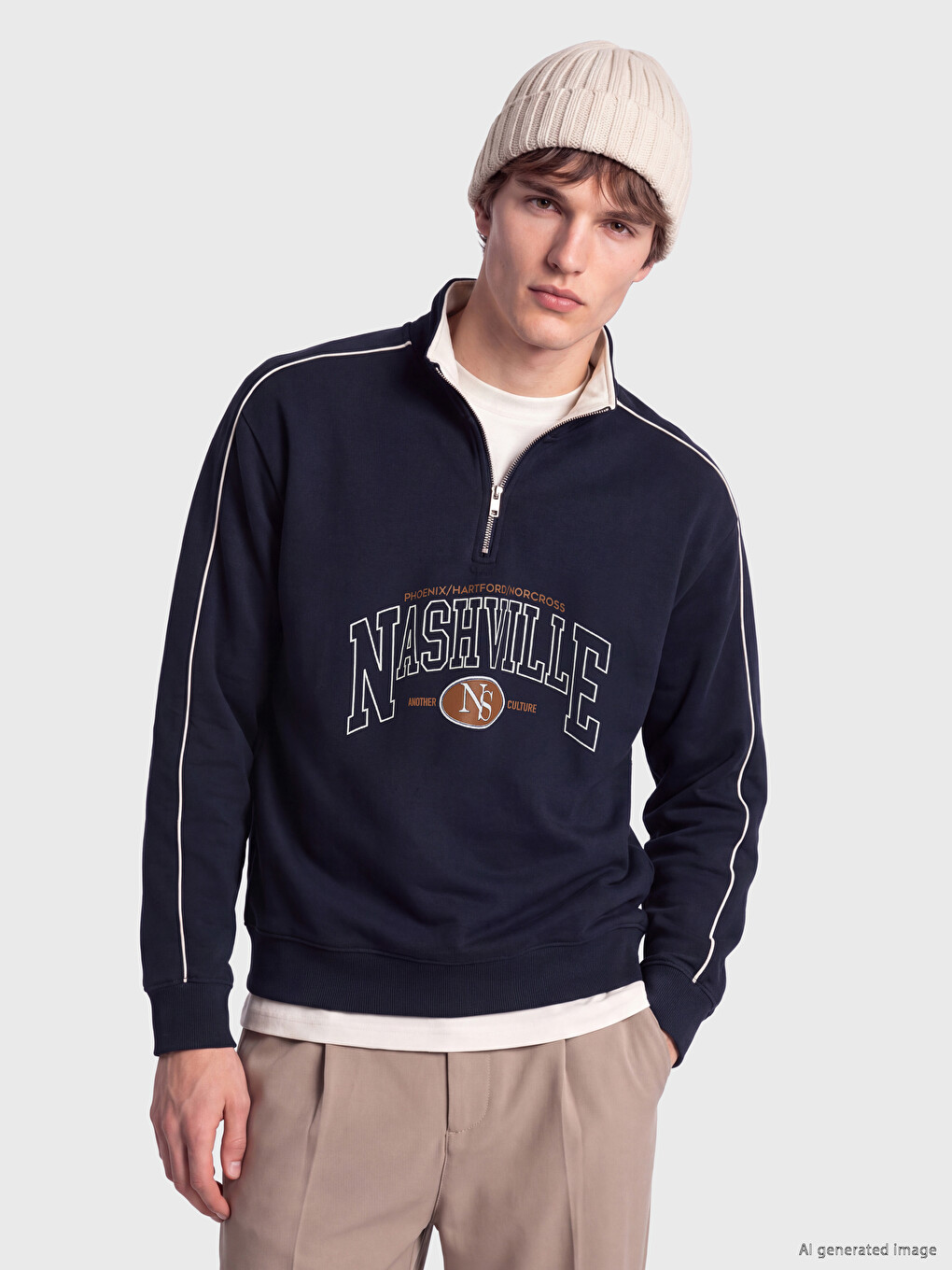 Mock Neck Men's Thick Sweatshirt
