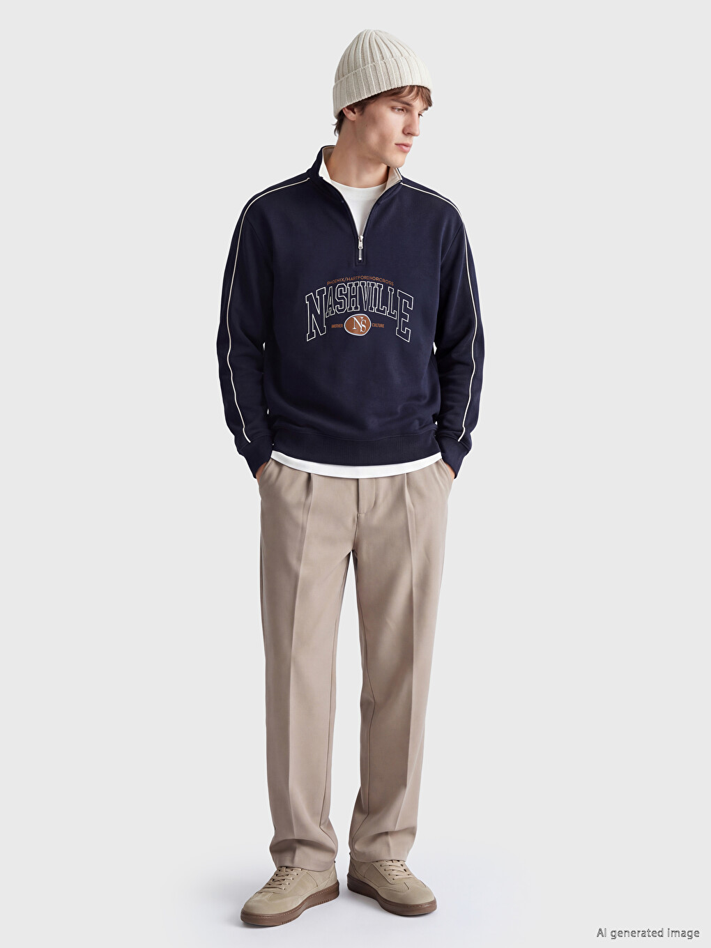 Mock Neck Men's Thick Sweatshirt-1
