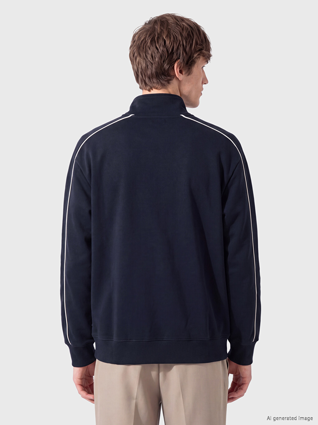 Mock Neck Men's Thick Sweatshirt-3