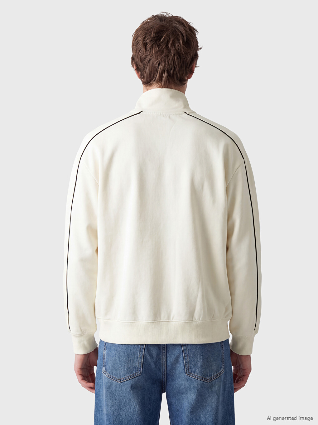 Mock Neck Printed Men's Thick Sweatshirt-3