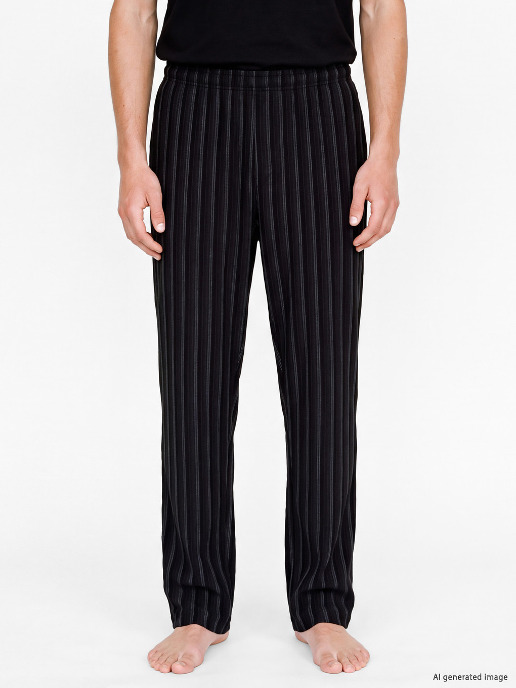 Siyah Çizgili Erkek Pijama Alt-1
