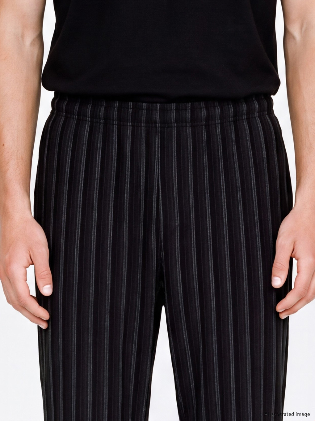 Siyah Çizgili Erkek Pijama Alt-2