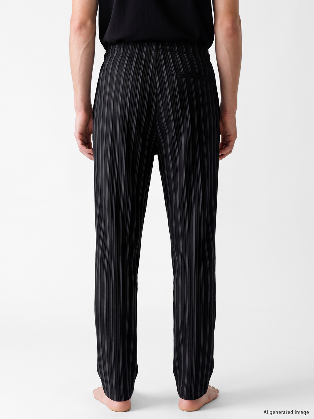 Siyah Çizgili Erkek Pijama Alt-3
