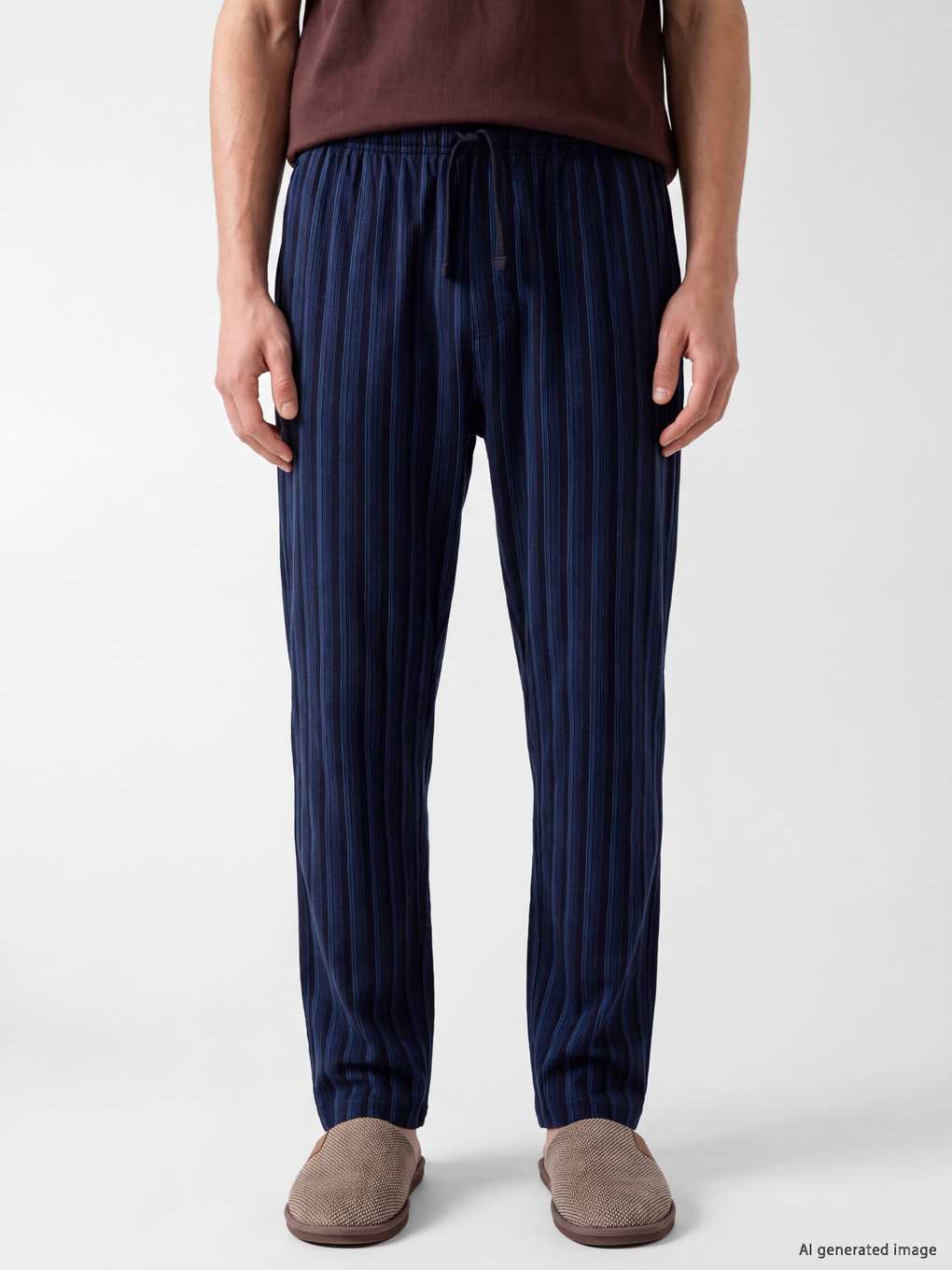 Lacivert Regular Fit Çizgili Erkek Pijama Alt-1