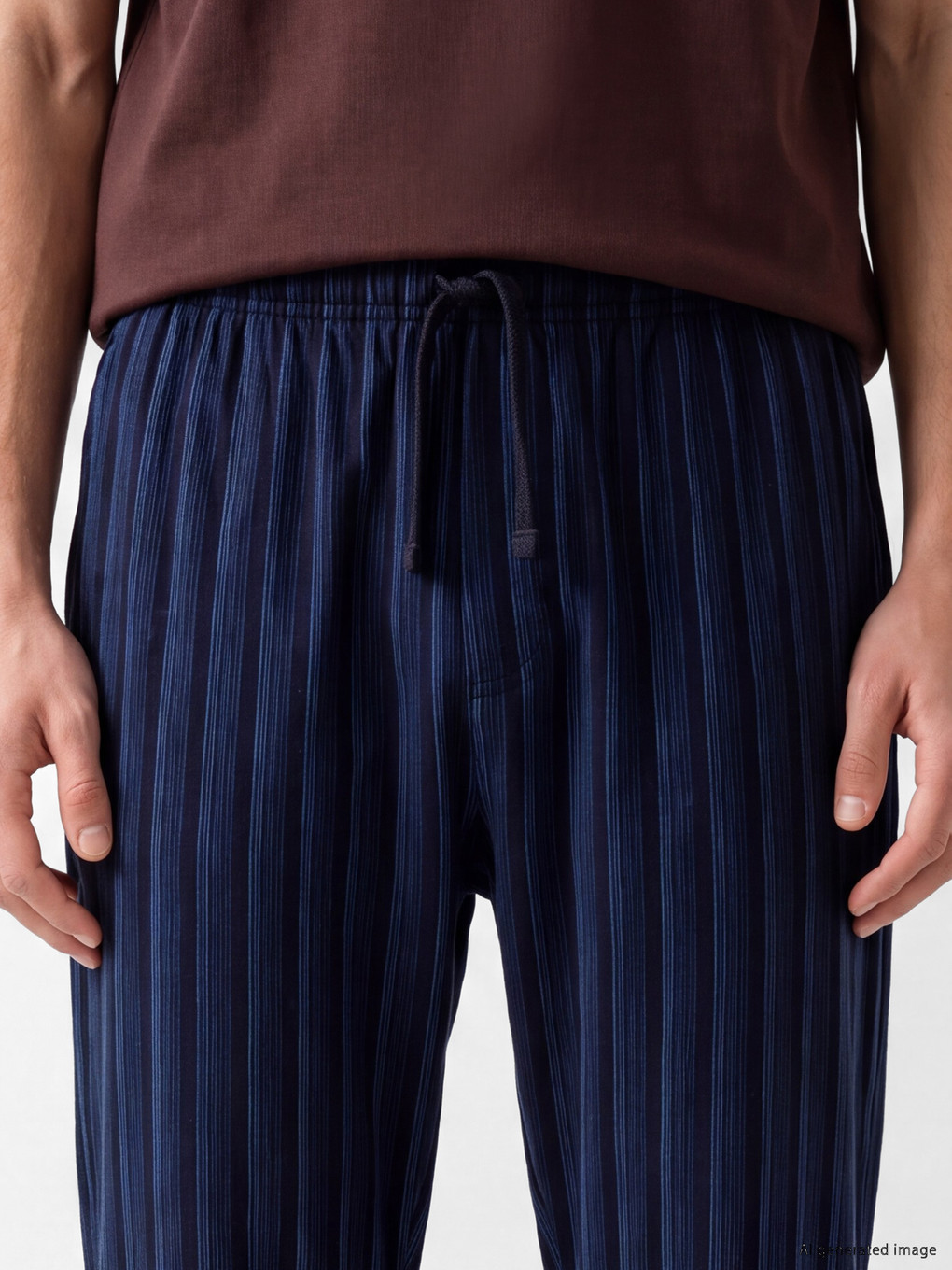 Lacivert Regular Fit Çizgili Erkek Pijama Alt-2