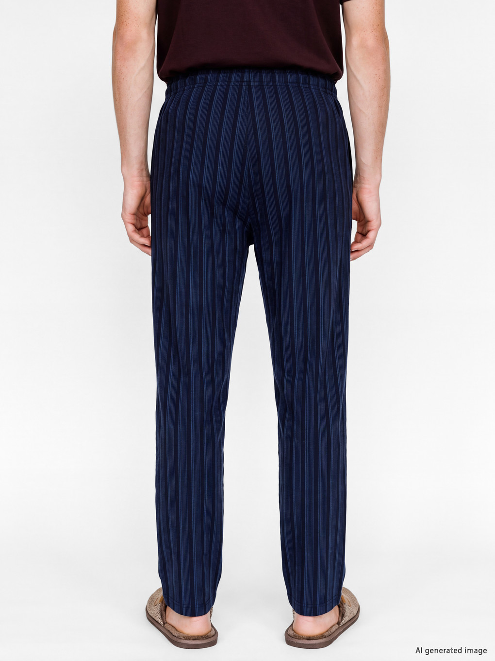 Lacivert Regular Fit Çizgili Erkek Pijama Alt-3