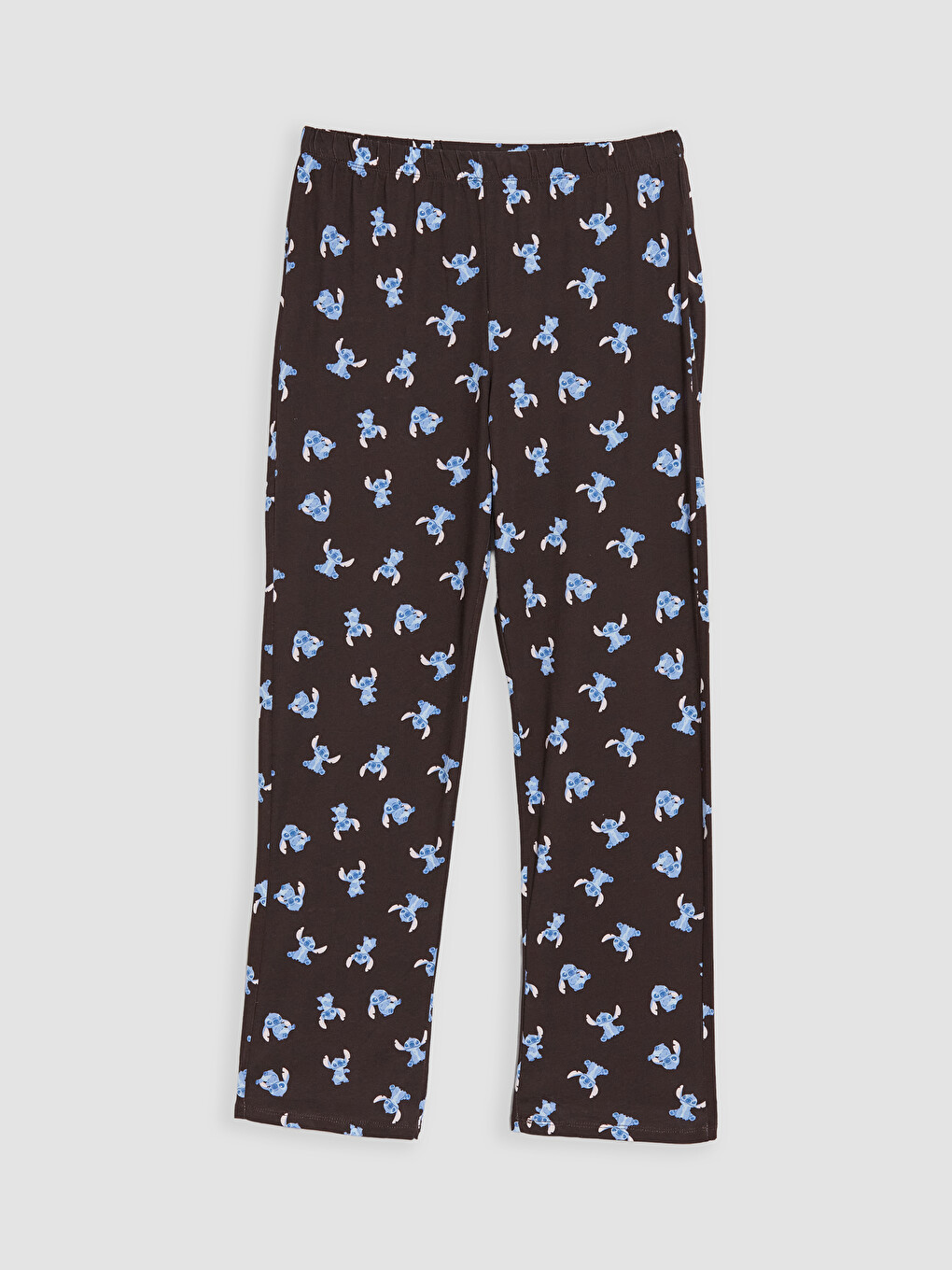 Kahverengi Stitch Baskılı Kadın Pijama Altı-1