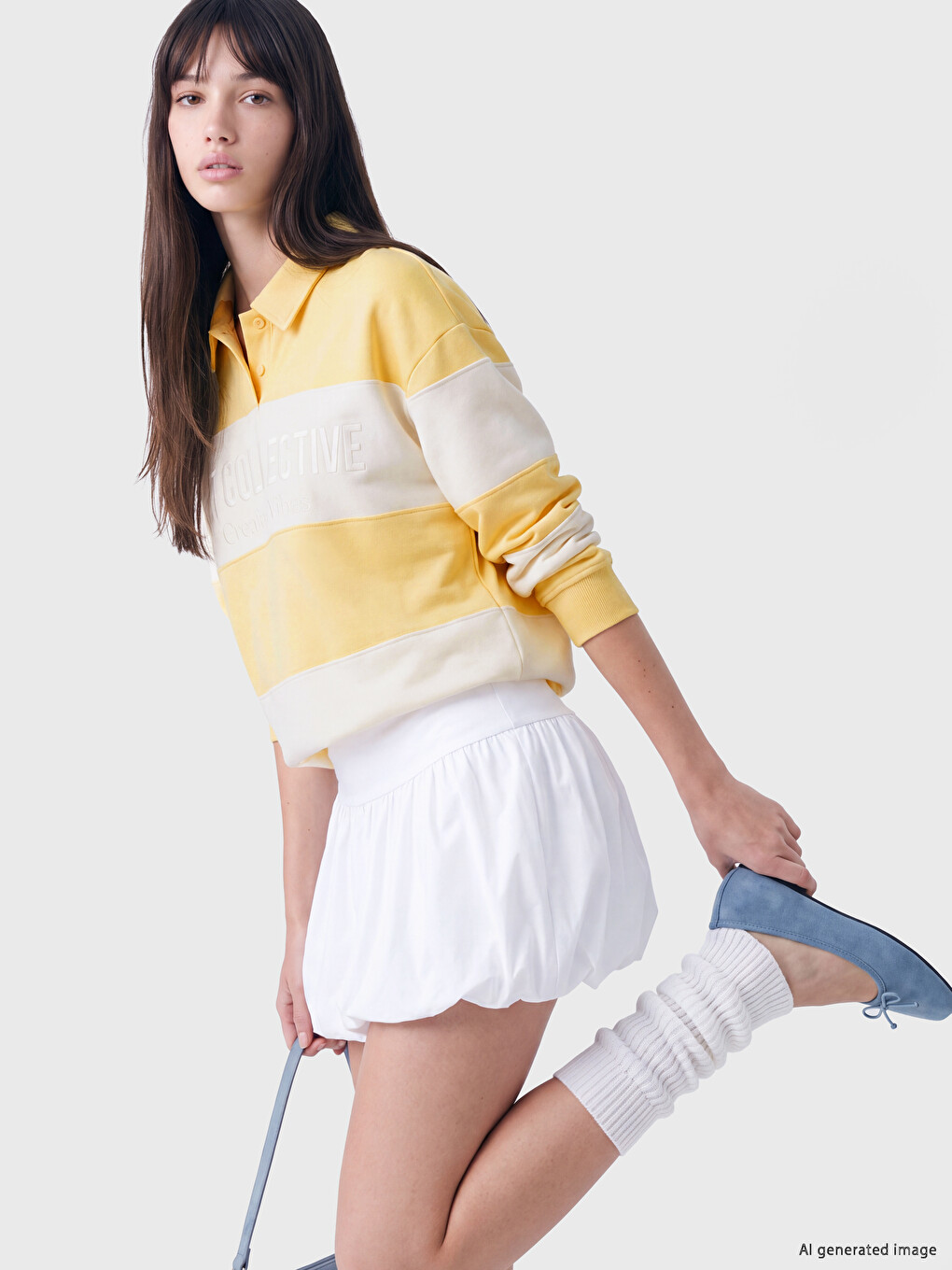 Polo Collar Embroidered Women's Relax Fit Sweatshirt