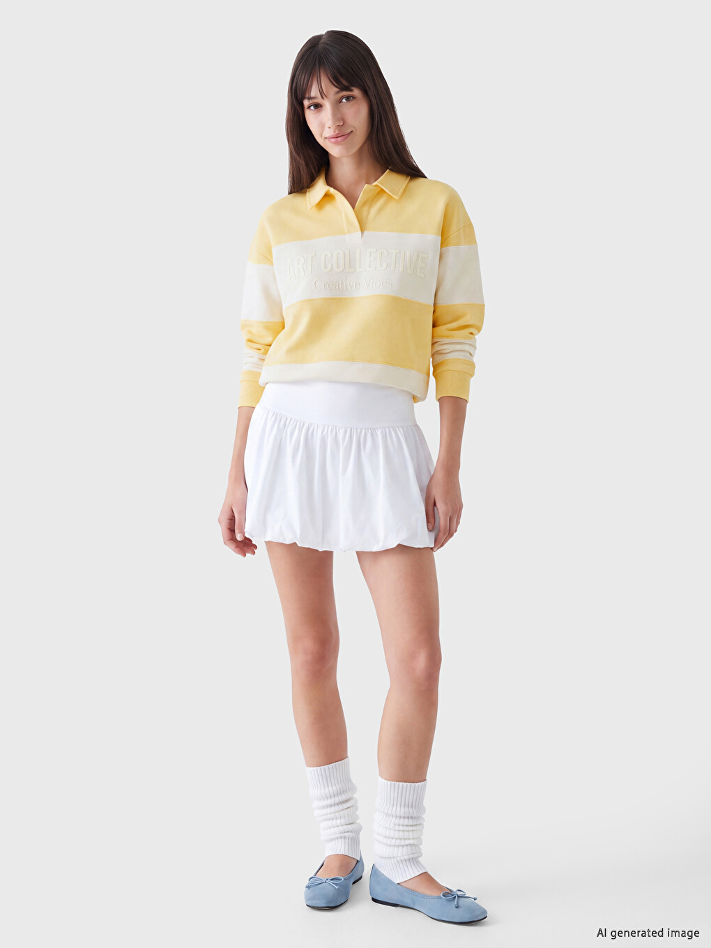 Polo Collar Embroidered Women's Relax Fit Sweatshirt-1