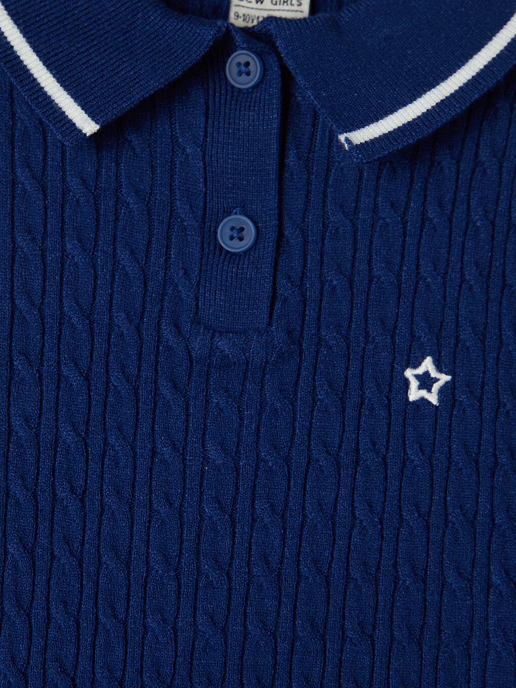 Star Embroidered Polo Collar Girls' Knitwear Sweater-1