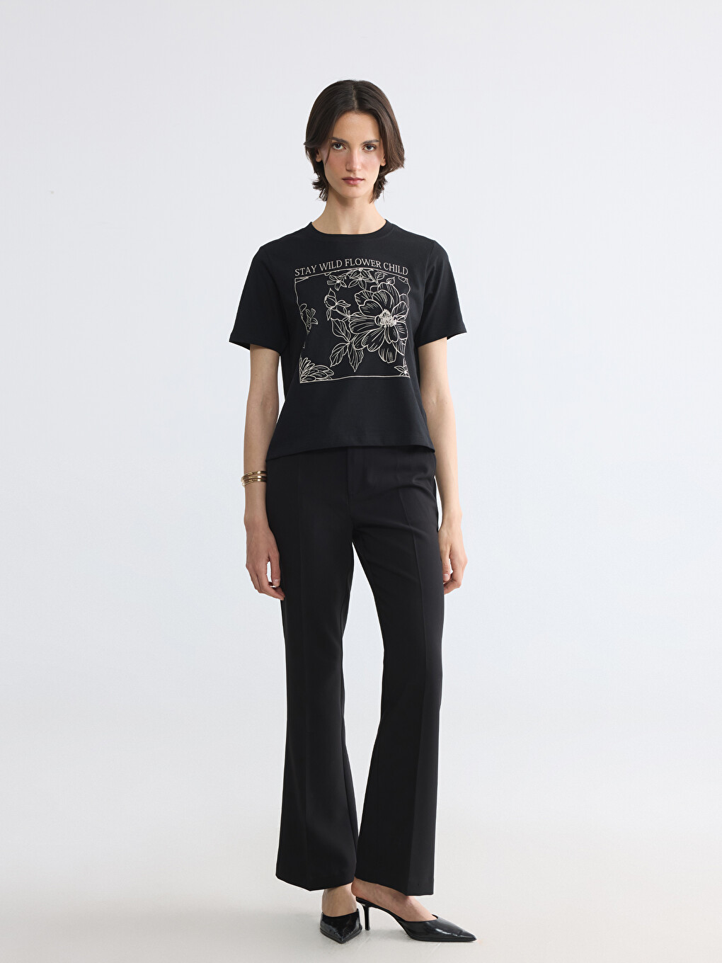 Crew Neck Printed Women's T-shirt-1
