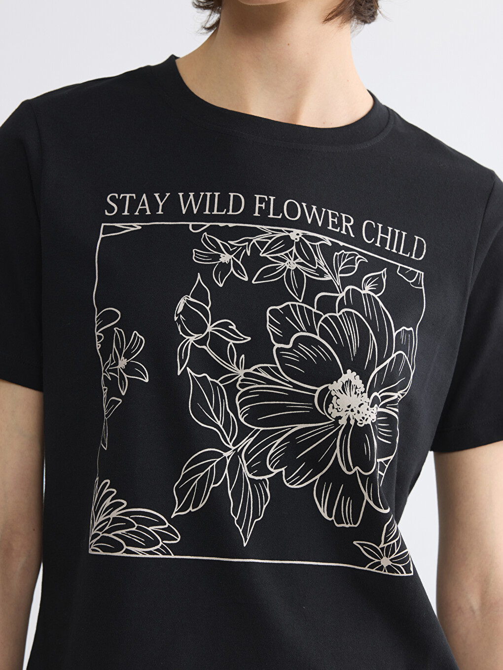 Crew Neck Printed Women's T-shirt-2