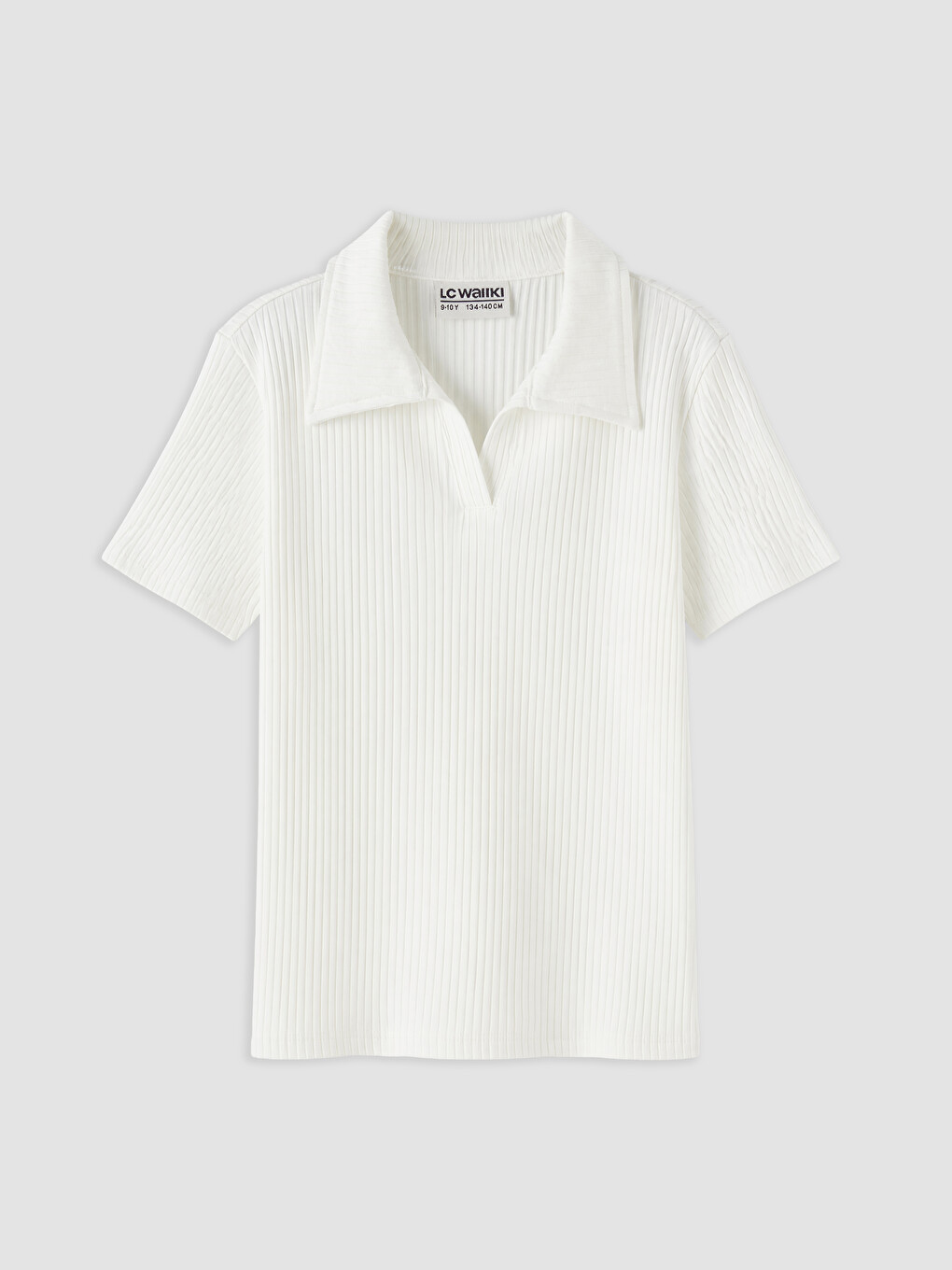 Polo Collar Ribbed Girls' T-shirt