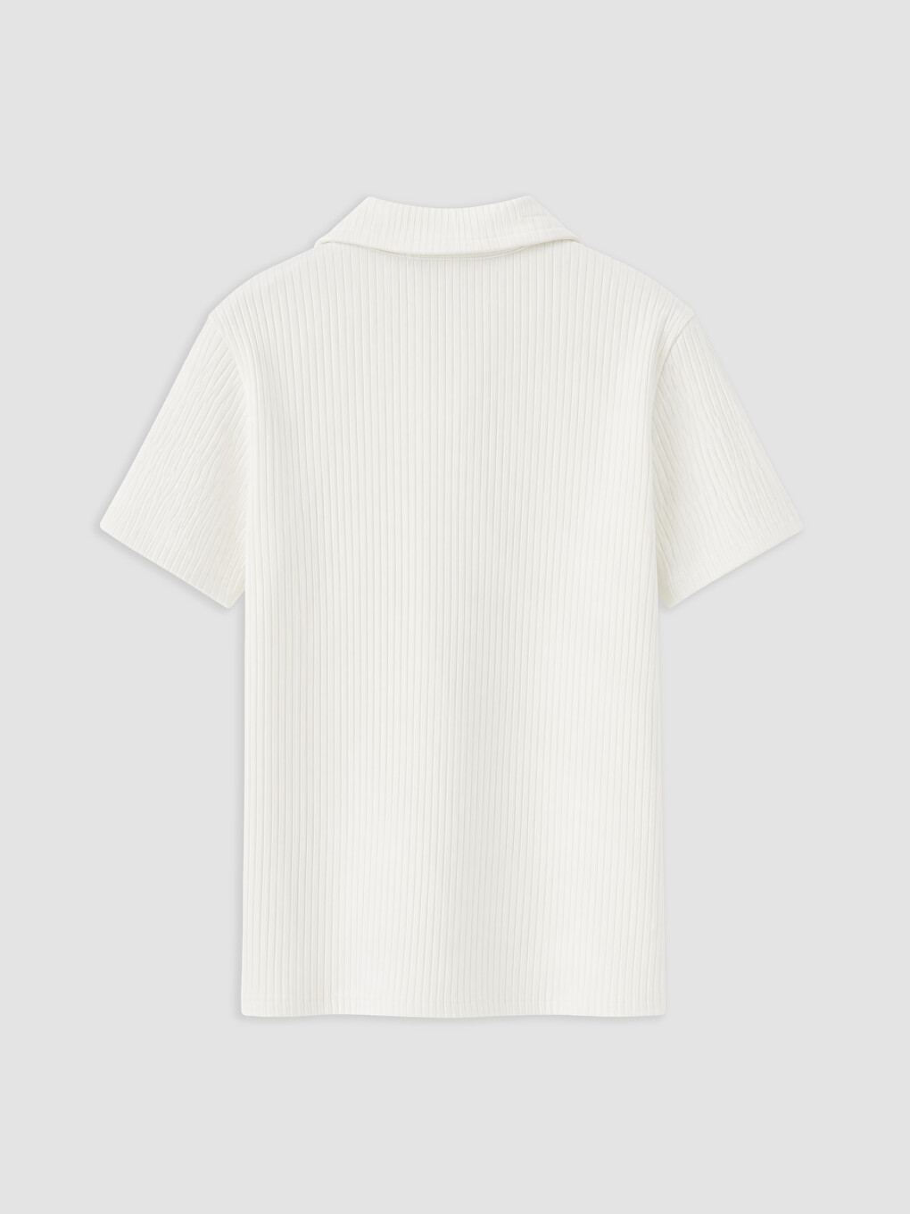 Polo Collar Ribbed Girls' T-shirt-1