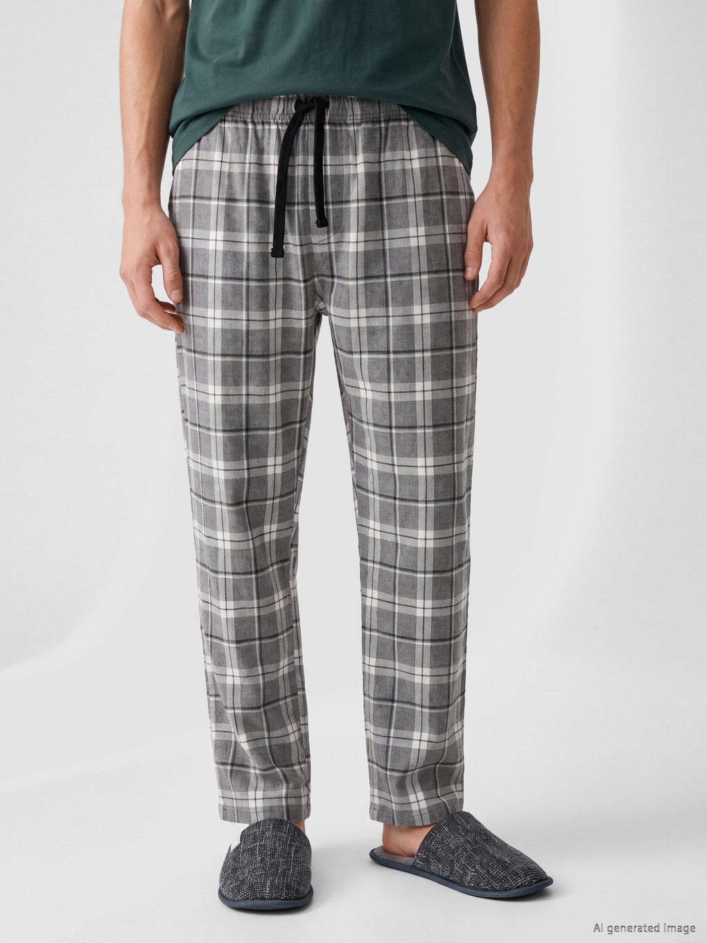 Gri Ekose Erkek Pijama Alt-1