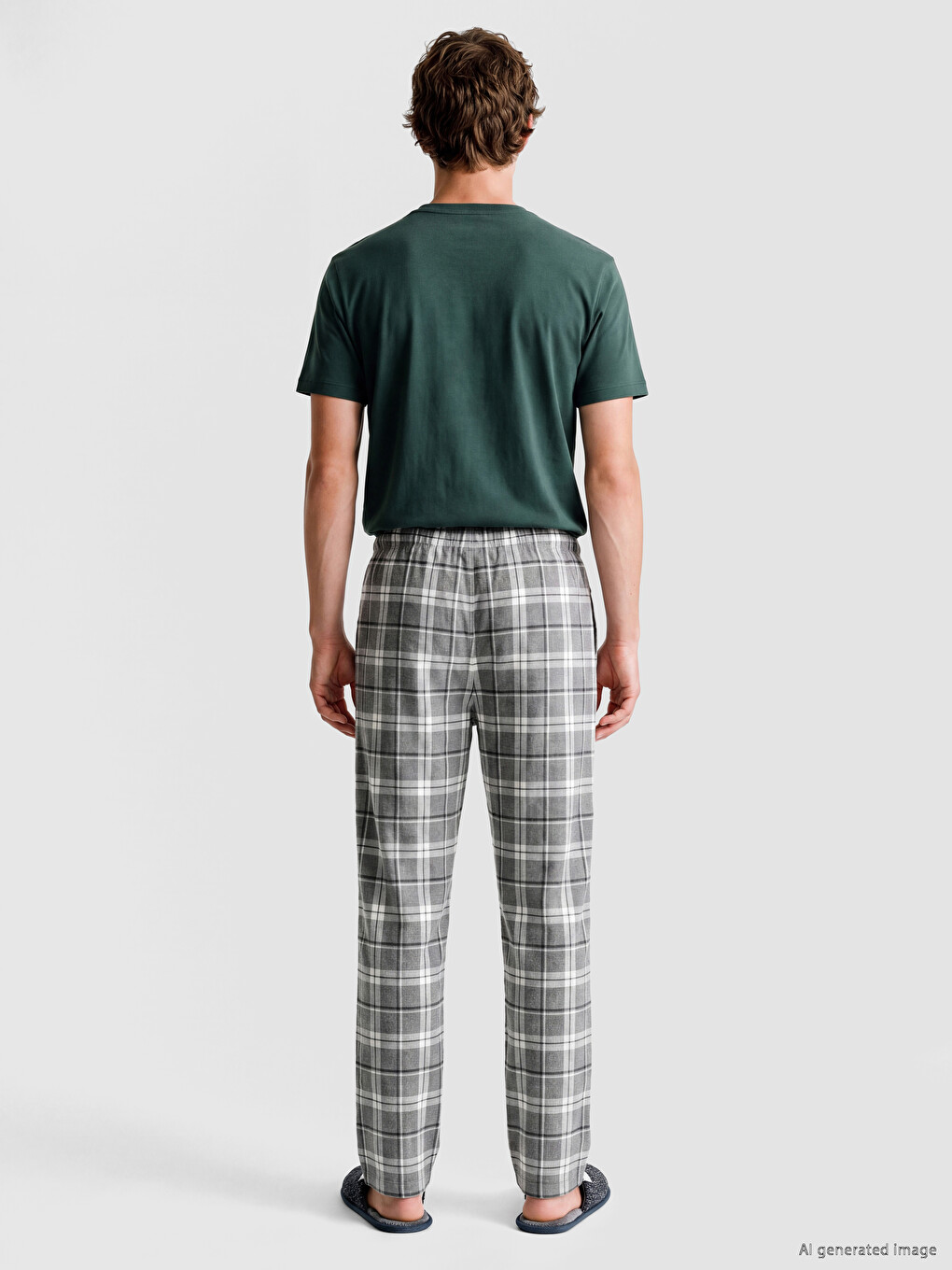 Gri Ekose Erkek Pijama Alt-3