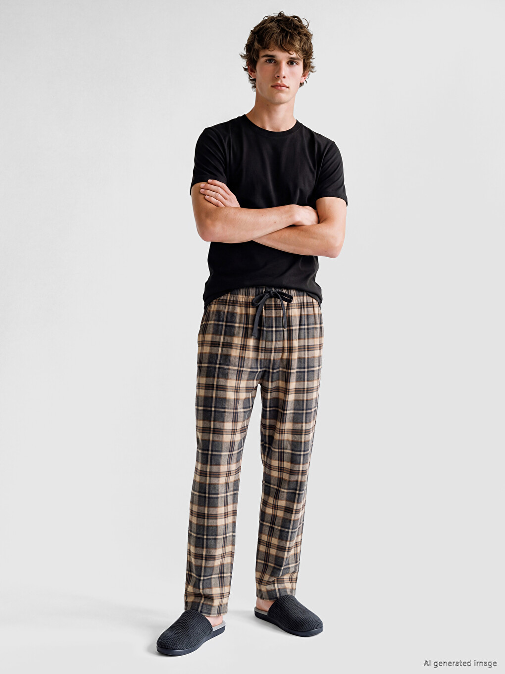 Gri Ekose Erkek Pijama Alt