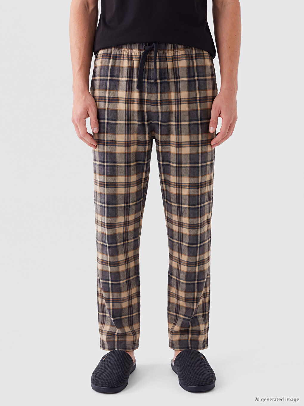 Gri Ekose Erkek Pijama Alt-1