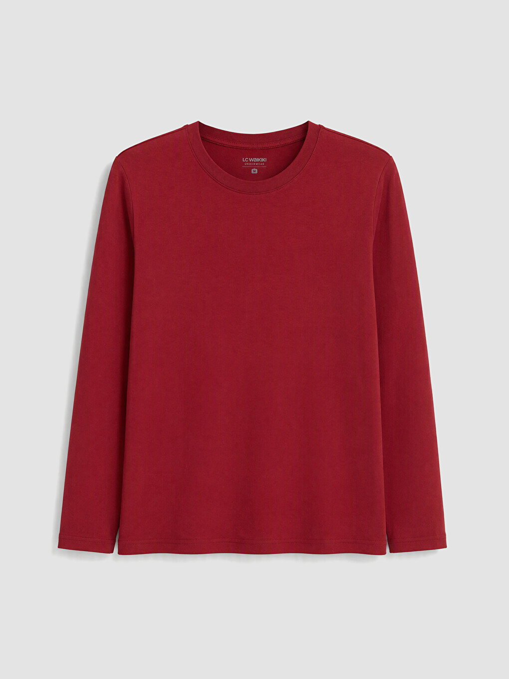 Bordo Bisiklet Yaka Uzun Kollu Erkek Pijama Üst-3