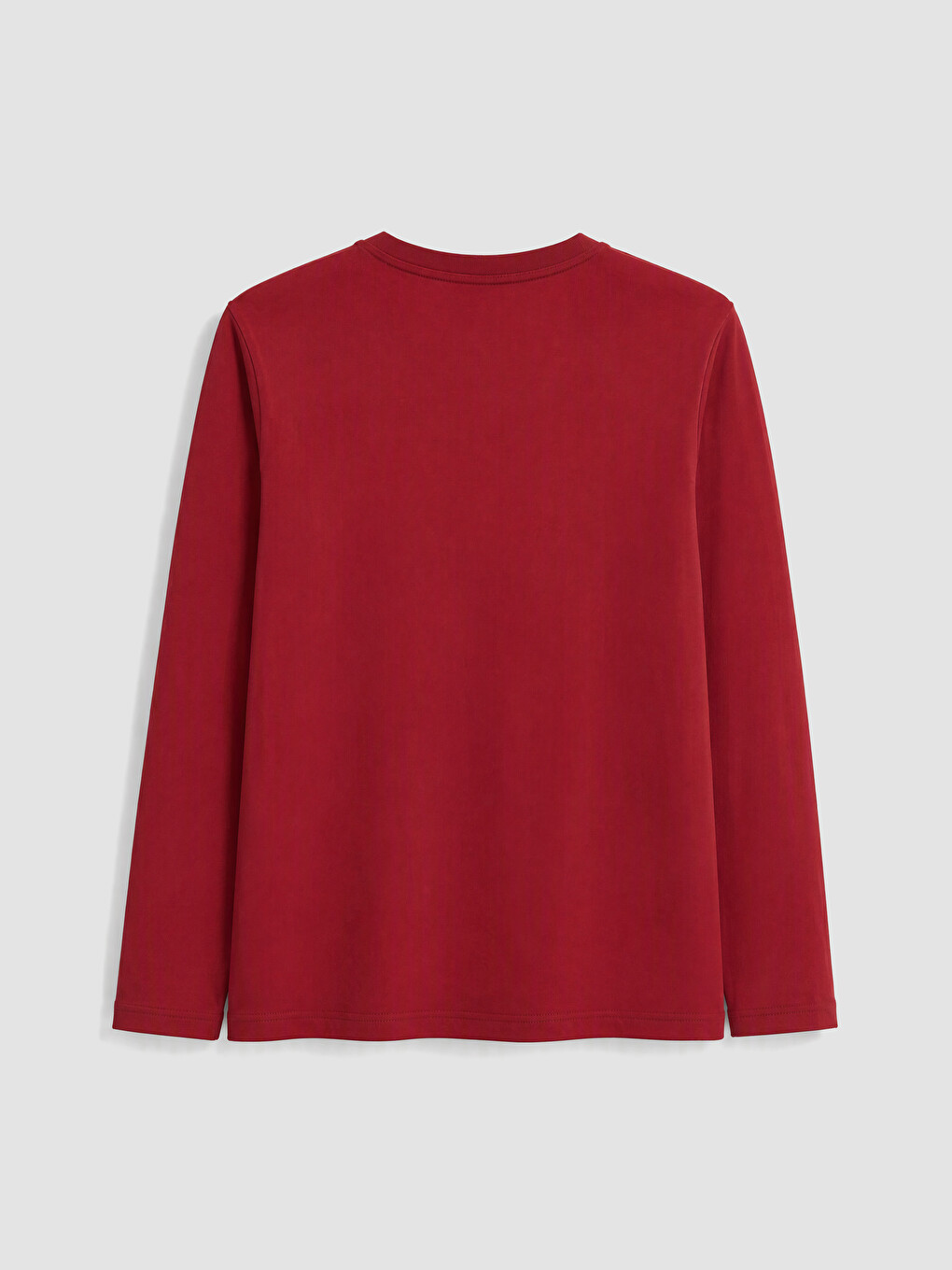 Bordo Bisiklet Yaka Uzun Kollu Erkek Pijama Üst-5