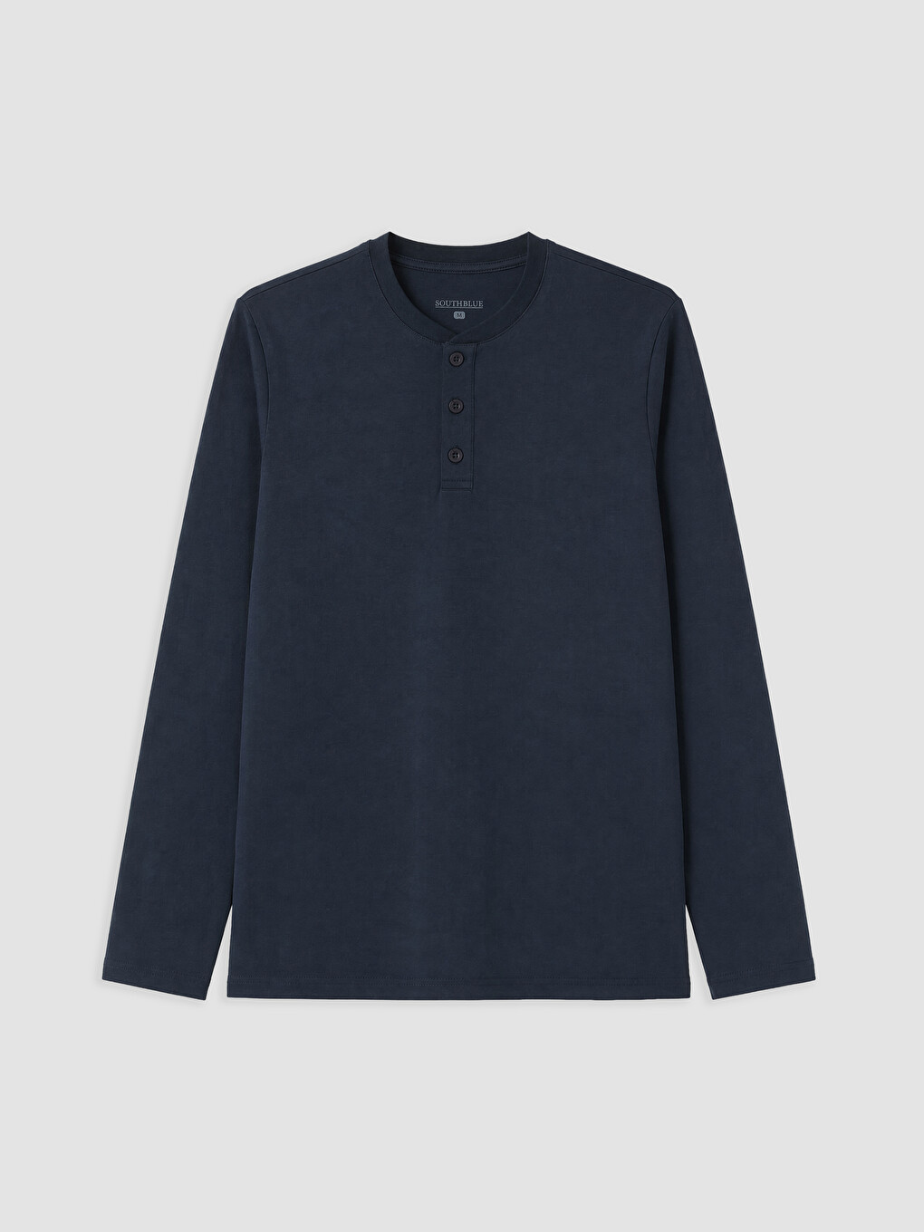 Lacivert Henley Yaka Uzun Kollu Erkek Pijama Üst