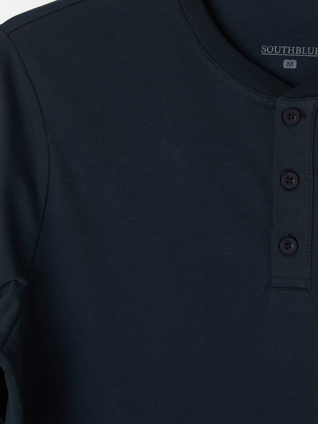 Lacivert Henley Yaka Uzun Kollu Erkek Pijama Üst-2