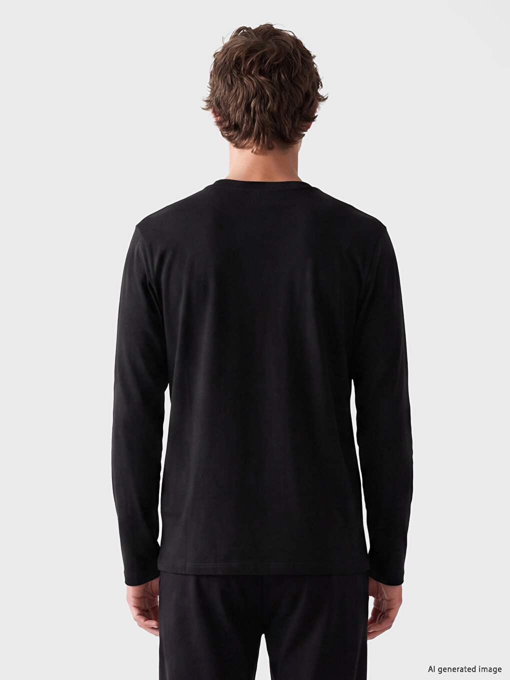 Henley Collar Long Sleeve Men's Pyjamas Top-2