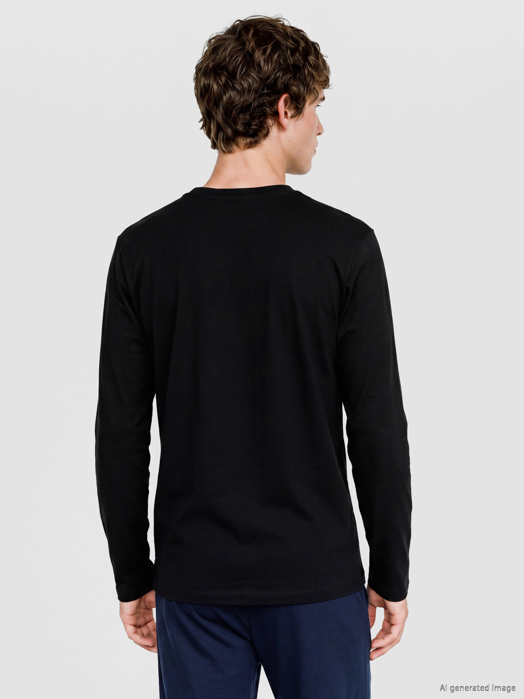 Henley Collar Long Sleeve Men's Pyjamas Top-3