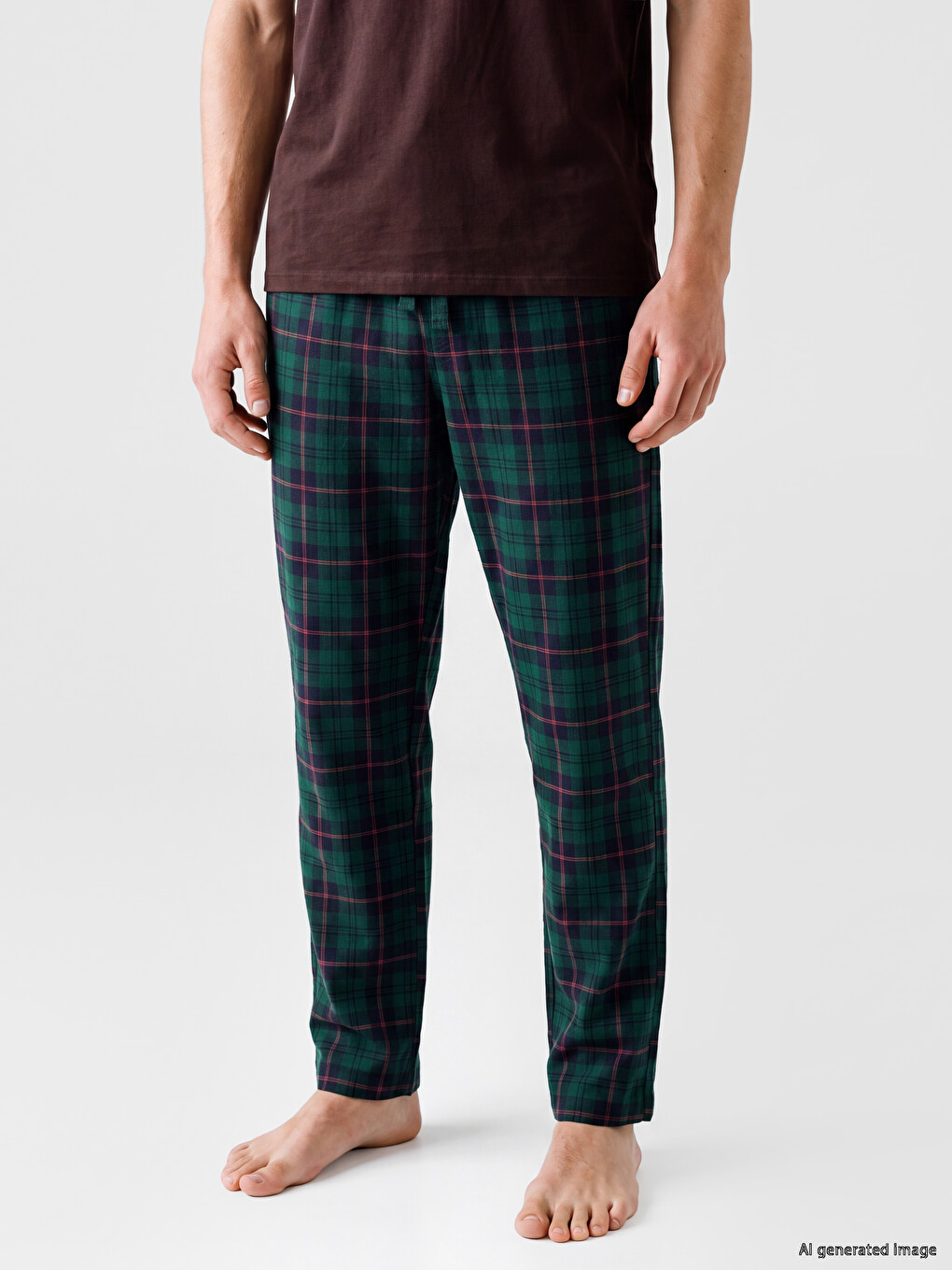 Man Green Pyjama Bottoms-1