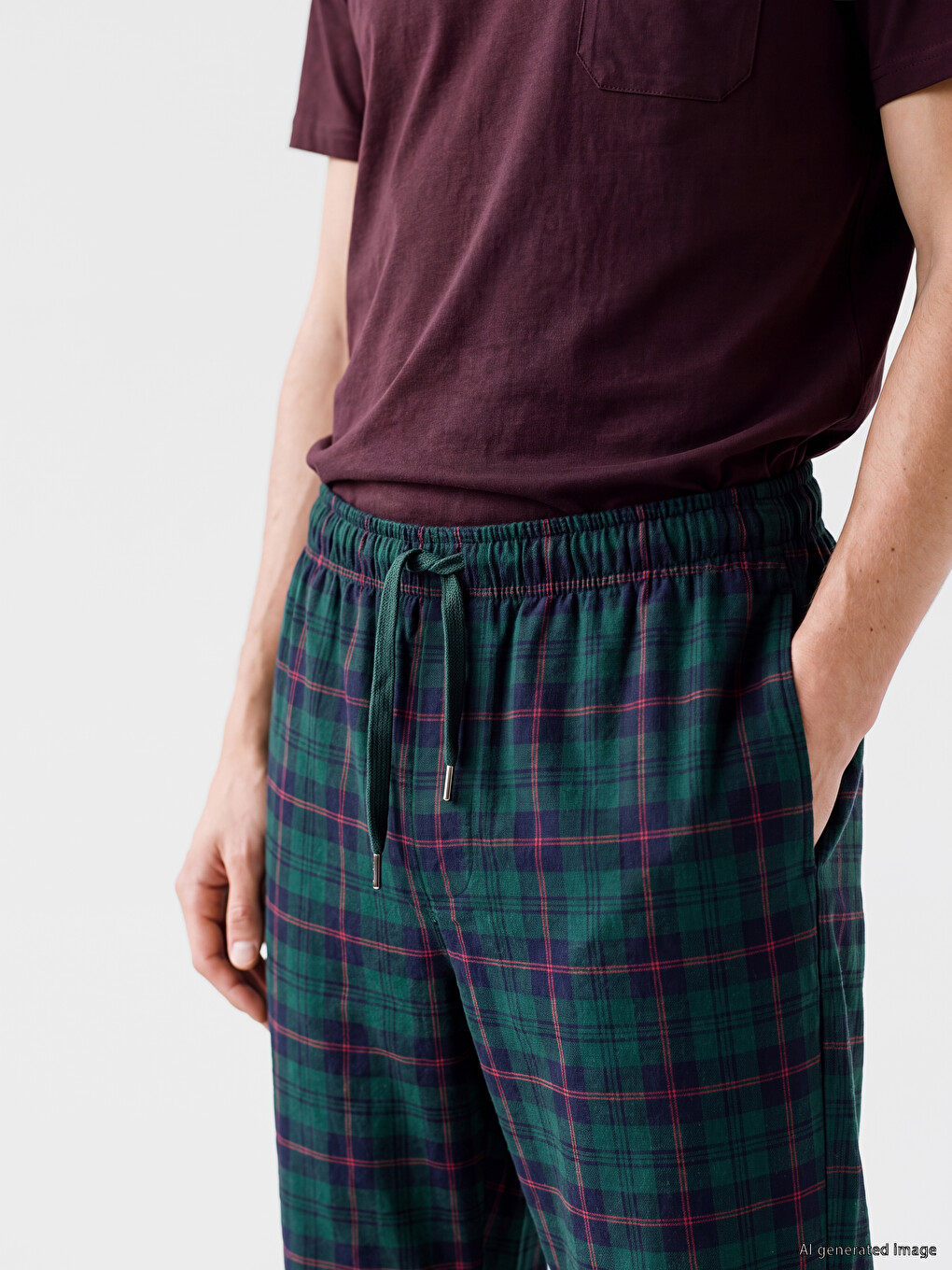 Man Green Pyjama Bottoms-2