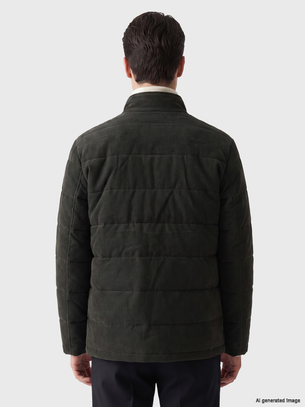 Haki Regular Fit Dik Yaka Erkek Deri Görünümlü Mont-2
