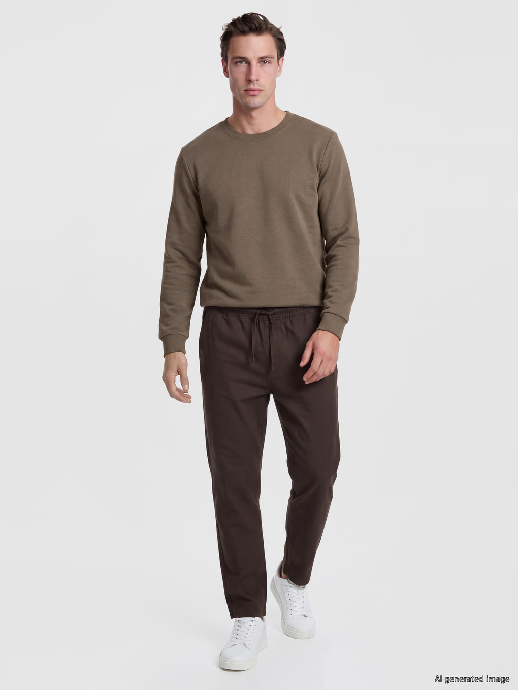 Crew Neck Men's Thick Sweatshirt-1