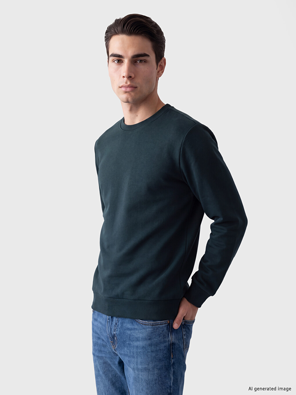 Crew Neck Men's Thick Sweatshirt