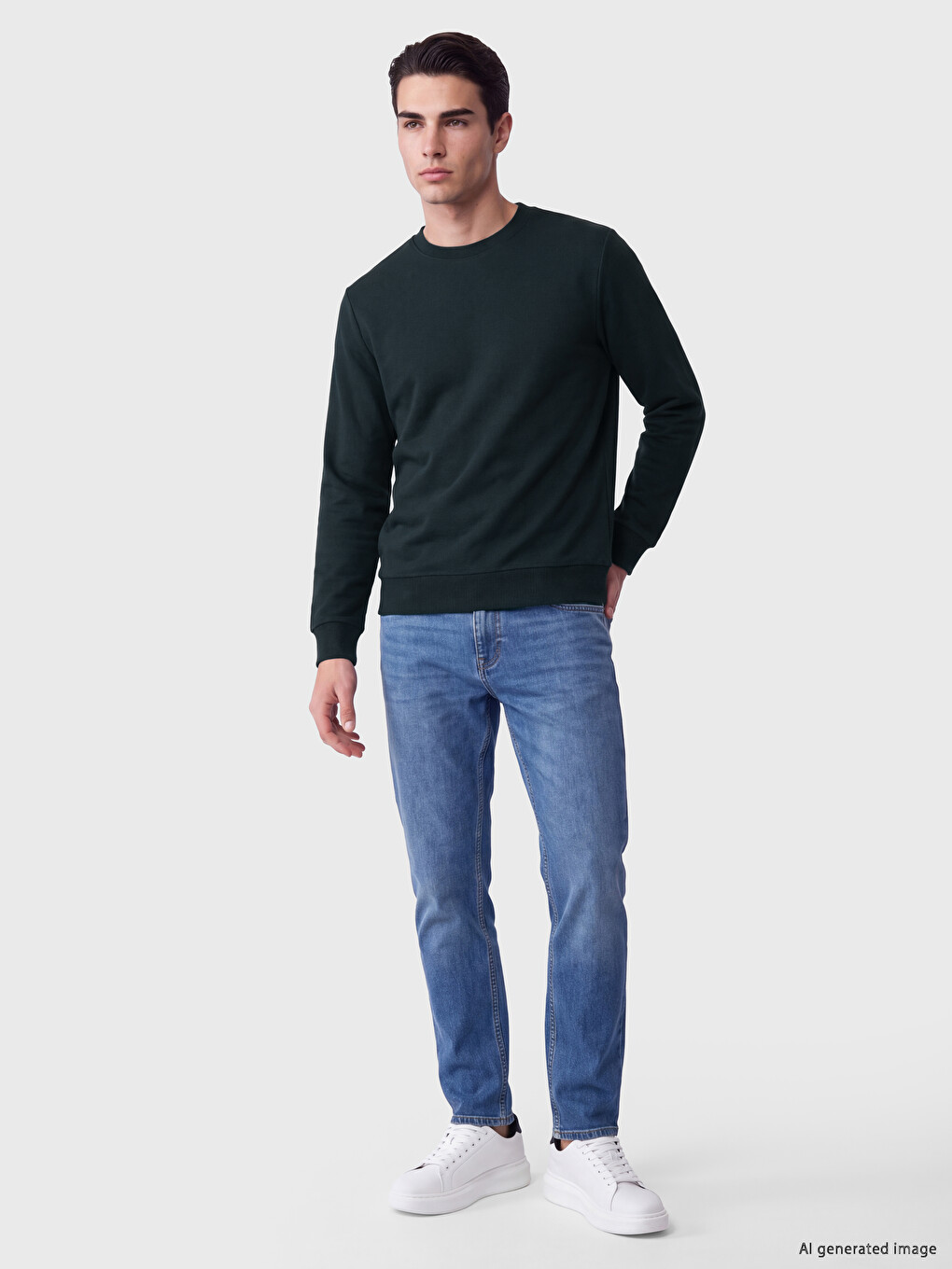 Crew Neck Men's Thick Sweatshirt-1