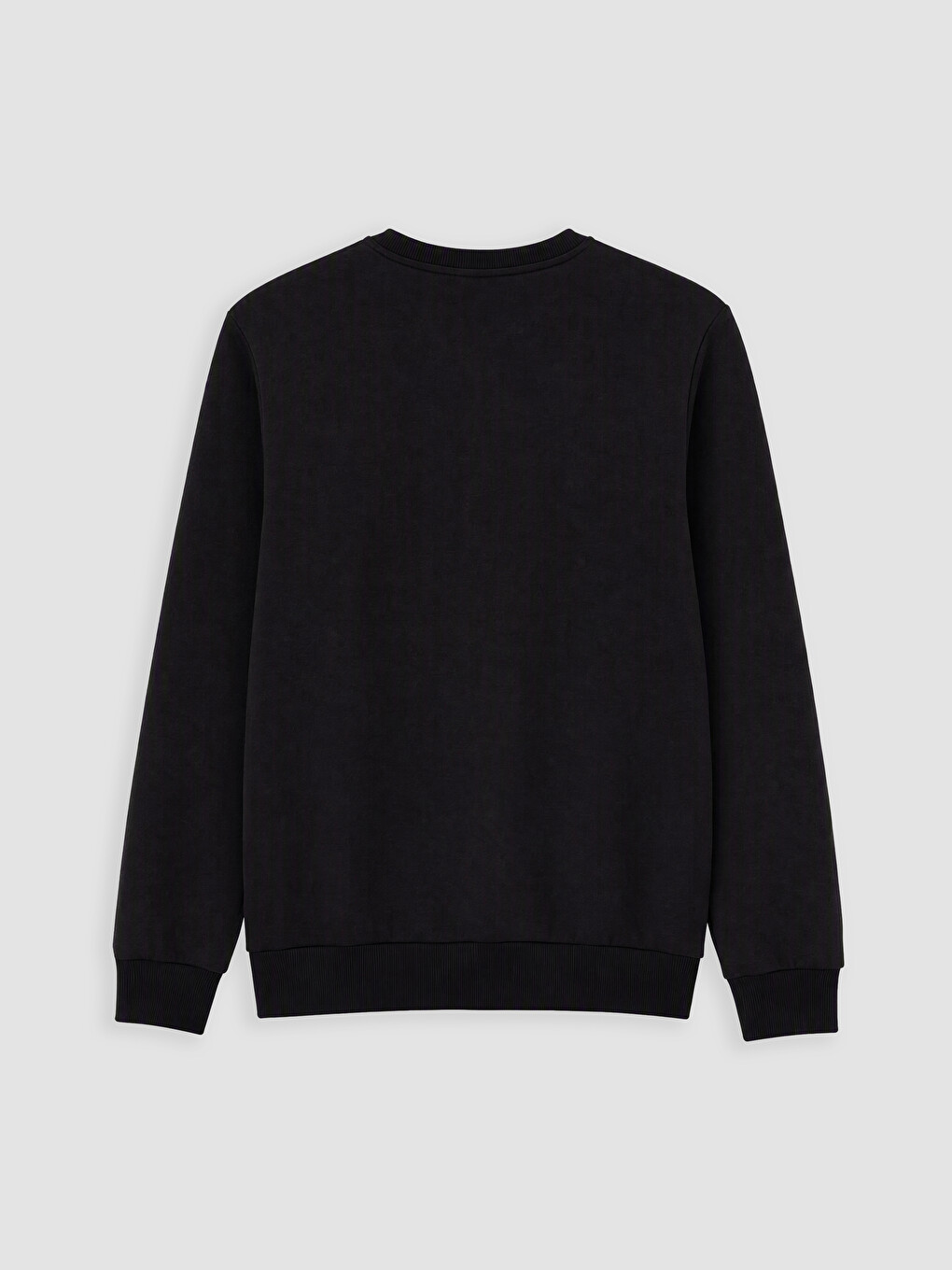 Siyah Bisiklet Yaka Baskılı Erkek Kalın Sweatshirt-5