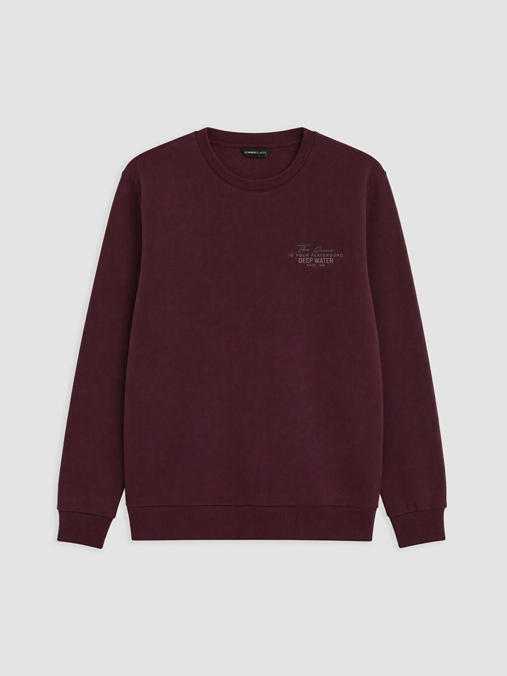 Mürdüm Bisiklet Yaka Baskılı Erkek Sweatshirt