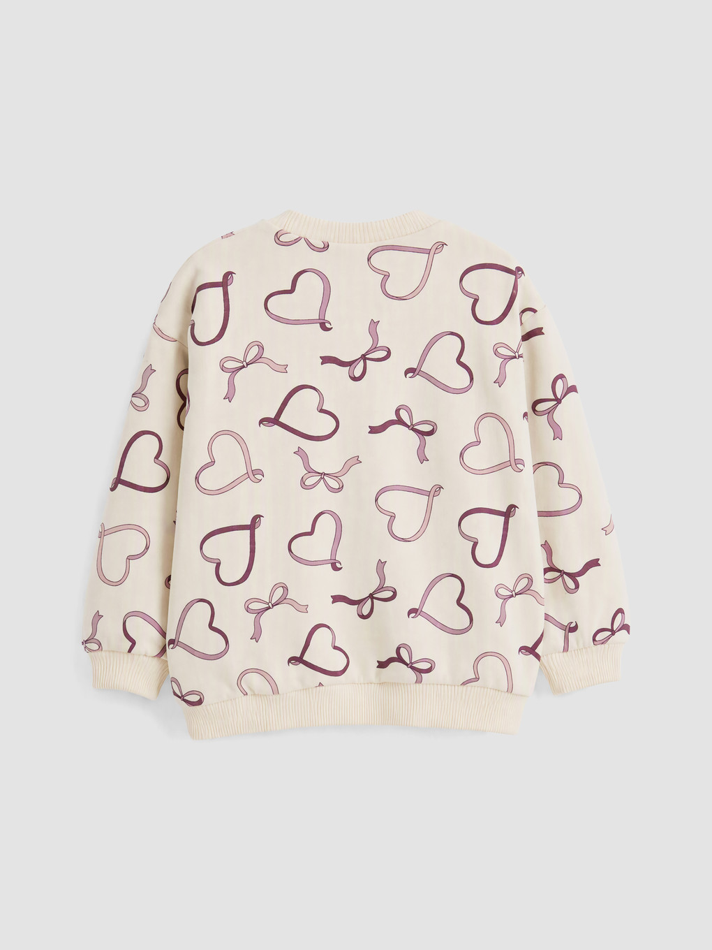 Ekru Kalp Desenli Kız Bebek Sweatshirt Ve Tayt-3