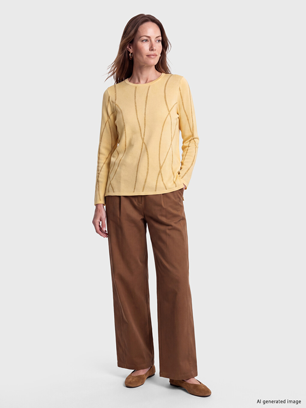 Crew Neck Patterned Women's Knitwear Sweater-1