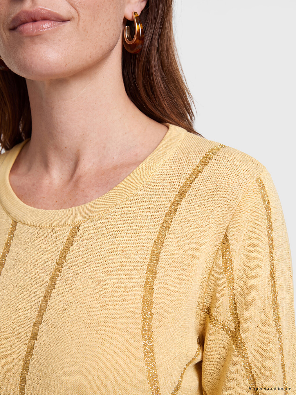 Crew Neck Patterned Women's Knitwear Sweater-2