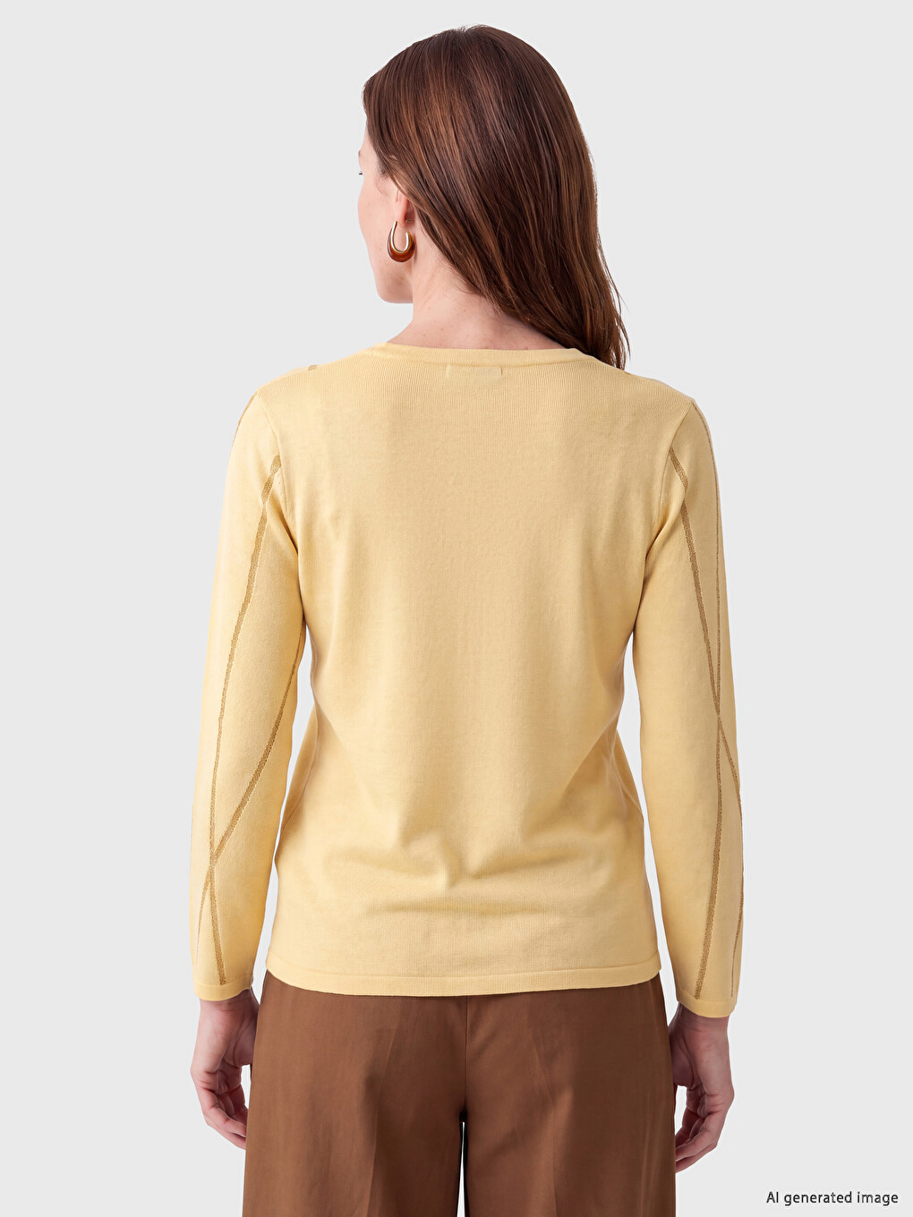 Crew Neck Patterned Women's Knitwear Sweater-3