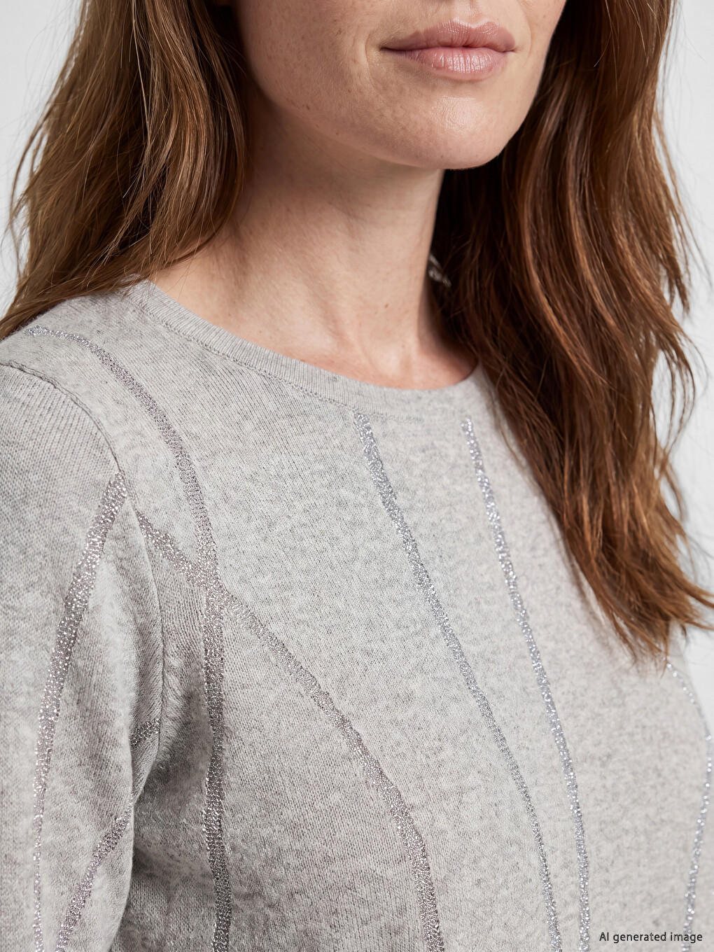 Crew Neck Patterned Women's Knitwear Sweater-2