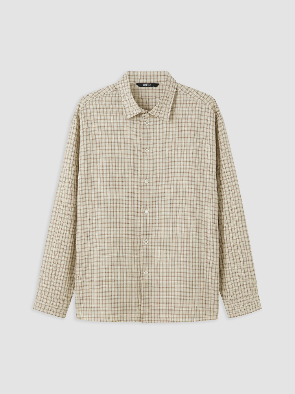 Bej Relax Fit Ekose Erkek Ekose Gömlek-4