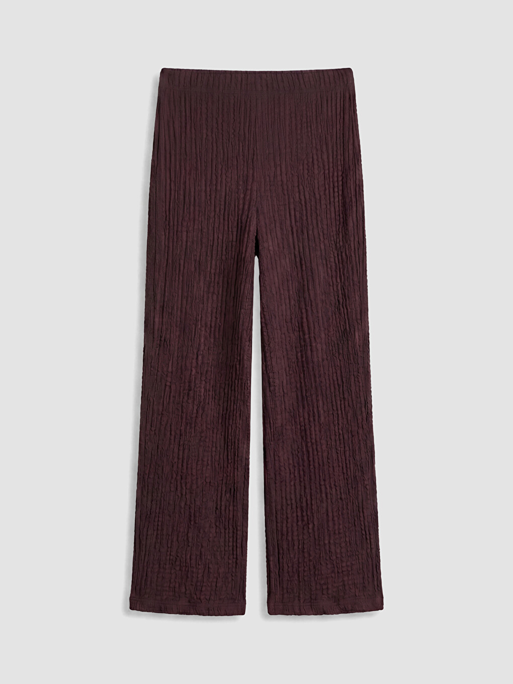 Mürdüm Beli Lastikli Dokulu Kadın Pantolon-2