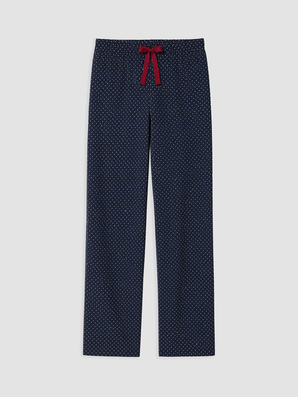 Lacivert Bisiklet Yaka Puantiyeli Kadın Pijama Takımı-3