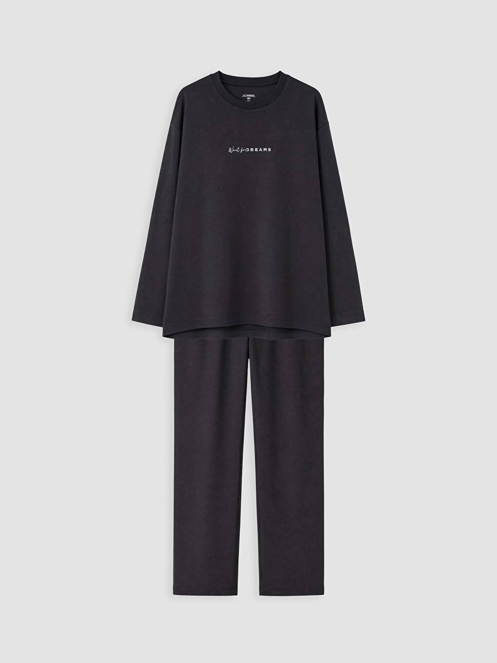 Antrasit Regular Fit Baskılı Erkek Pijama Takımı-4